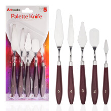 Artvorks Palette Knife ? 5 Pcs Stainless Steel Pallet Knife with Smooth Edges & Wooden Handle for Sturdy Grip ? Mixing Scraper for Acrylic & Oil