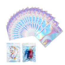25pcs Mylar Zip Lock Bag,Holographic Rainbow Reusable Laminated PET, Aluminum Foil Rectangular Zipper Bags for Goodie, Candy, Cookies, Party,