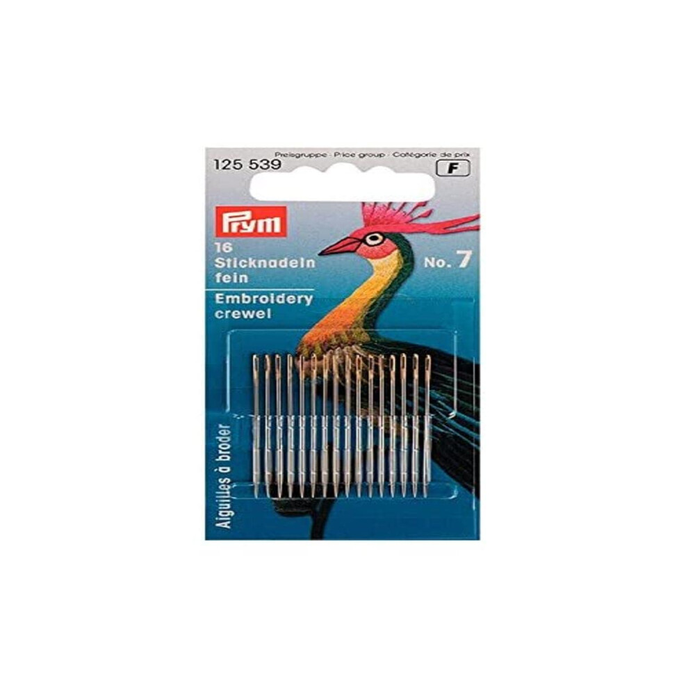 Prym Fine Embroidery Needles Ht 7 Si-Col 0.70X38mm, Multicolor, 125,539