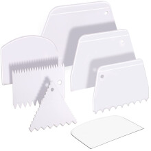 Teenitor 7 Pcs Plastic Cake Edge Scrappers Cutters Smoother Tool Set, Dough Scraper & Cake Scraper Buttercream Smoother Shape Jagged Edge for Bread