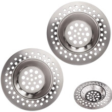 (Set of 2) Tomario Stainless Steel Kitchen Sink Strainer Plug, Standard Strainer Drain Protector for Bathroom/Kitchen, Hair Catcher for Bathtub/Shower