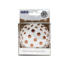 PME BC835 Rose Gold Polka Dot Cupcake Cases, Foil Lined - Pack of 30, Pink