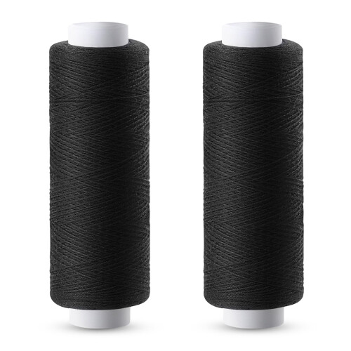 Easusy Black Thread, 2 PCS 200 Yards All Purpose Black Thread for Sewing, Hand Stitching, Embroidery