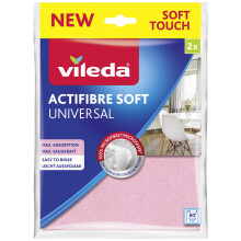 Vileda Actifibre Soft Universal Microfibre Cloth, 100% Microfibre Cleaning Cloth for Streak Free Results, High Absorbency, for All Smooth Surfaces,