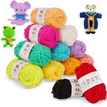 AUAUY Handmade DIY Yarn-12 Colors Acrylic Yarn Skeins for Crocheting and Knitting Craft Project, Assorted Starter Crochet Kit Yarn Bulk for Colorful