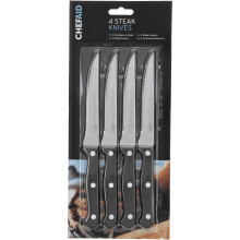 Chef Aid Stainless Steel Serrated Steak Knife Set, Set of 4 Durable Multipurpose Kitchen Knives with Comfort Grip, Ergonomic - Non-Slip, Rust