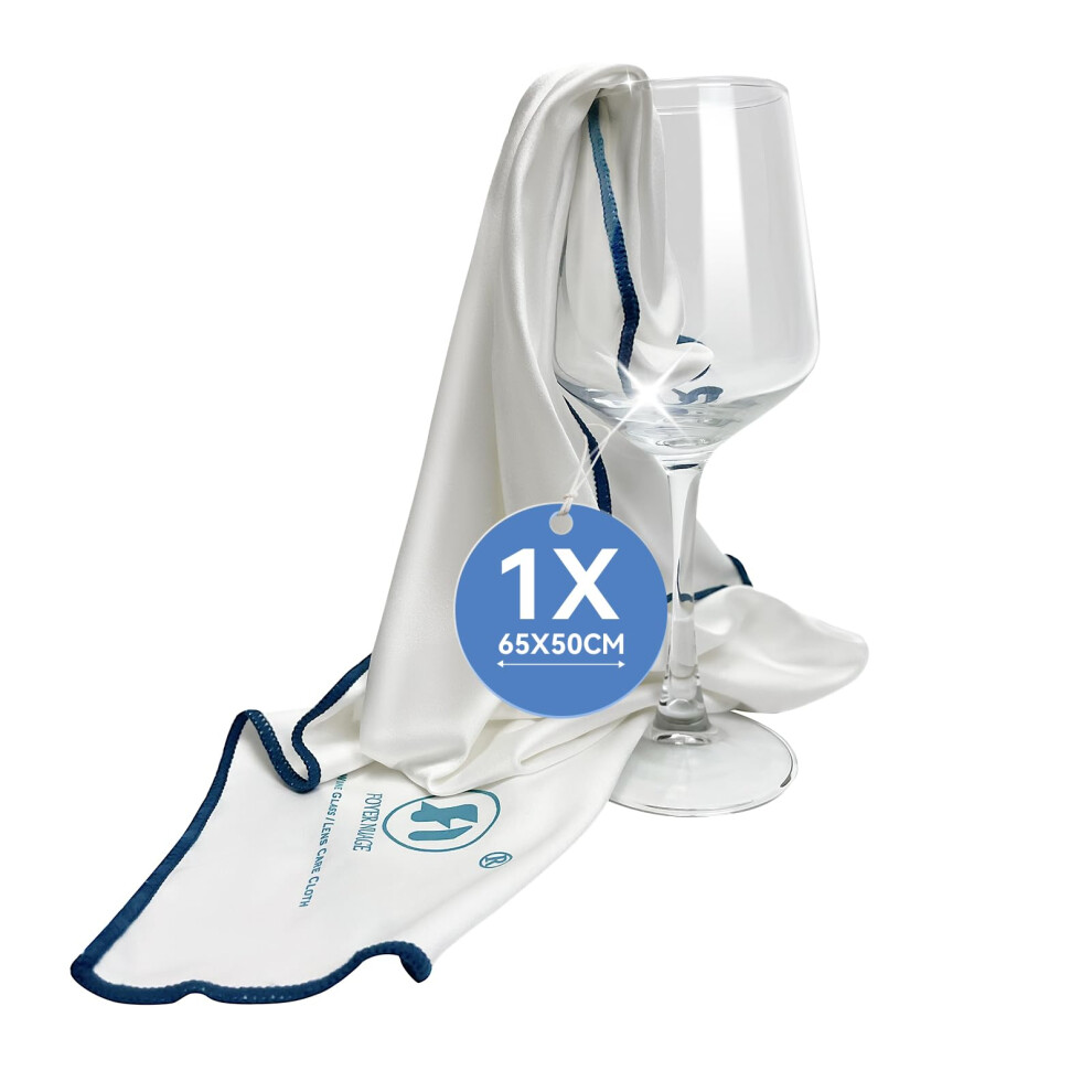 Foyer Nuage White Microfibre Cleaning Cloths, 65 X 50Cm Large Lint Free Glass Polishing Cloths For Glasses, Glassware, Stemware, Lens (, 65 X 50 Cm