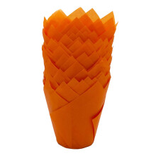 Scrumptious! 50PC Greaseproof Paper Muffin Tulip Cases for Baking - Orange - Great for Wedding Birthday and Anniversary Party Cakes and Bakes