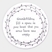 East of India Porcelain Leaf Coaster - Grandchildren fill a space in your heart you never knew was empty - NEW STOCK 2016