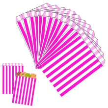 100PCS 5''x7'' Pink Striped Candy Sweet Paper Bags,Striped Candy Paper Bags for Sweet Flavour Buffet Wedding Cake Gift Shop for Kids Girls Boys