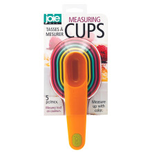 Joie Measuring Cups Set ? 5-Piece Plastic Measuring Cup Set in Assorted Colors for Baking and Cooking, BPA-Free