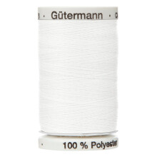 White Colour 800 Gutermann Top Stitch Sewing Thread Extra Strong Thick Polyester Upholstery Jeans Denim Button Stitch (1 x 30 Meter Spool)