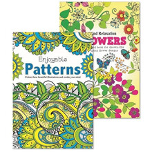 Martello Pattern/Flowers Adult Colouring Books, Relaxation Anti Stress Ideal Xmas Gift Pack of 2