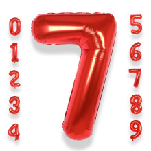 Red Large Number 7 Balloons: 40 Inch Giant Foil Number Balloons Big SizeHelium Balloon Age 0-9 Mylar Balloon for 7th Birthday Party Baby Shower
