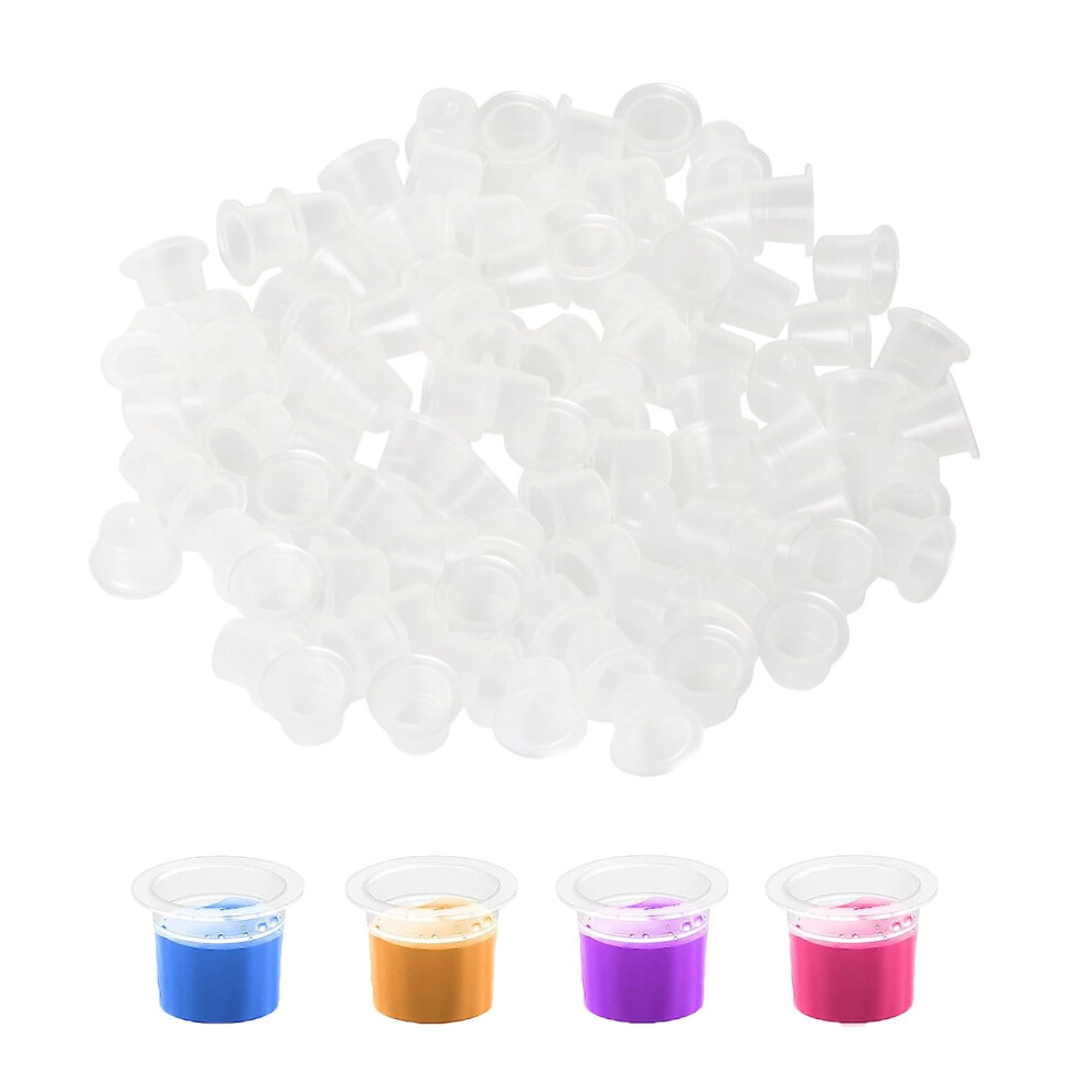 Gunwon 100Pcs Tattoo Ink Caps Cups,Pigment Ink Caps,Tattoo Ink Pots,Disposable Ink Cups Tattoo Pigment Caps Holder Container,Plastic Ink Containers For Ink