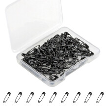 Black Mini Safety Pins - 0.75 Inch, 120 Pcs Nickel Plated Steel Set for Crafting, Sewing, Rimming, Fastening, Clothes