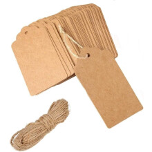 Large Brown Kraft Paper Gift Tags - 50 PCS, 9 x 4.5CM with Free Natural Jute