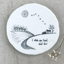 East of India Porcelain Coaster with Words 'I Wish You Lived Next Door' - Kitchen Coaster Keepsake Gift