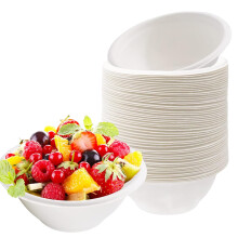 YAAVAAW Disposable Small Paper Bowls White 7.7oz/220ml Bagasse Compostable Eco-Friendly Biodegradable Bowls,50Pcs Party Sugarcane Bowl Dessert Soup