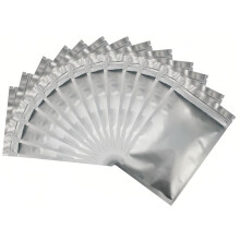 Rimiko 50 pcs Resealable Opaque Aluminium Foil Pouch Bags, Reusable Small Mylar Bags, Flat Ziplock Sample Bags for Food Storage and Packaging (Silver,