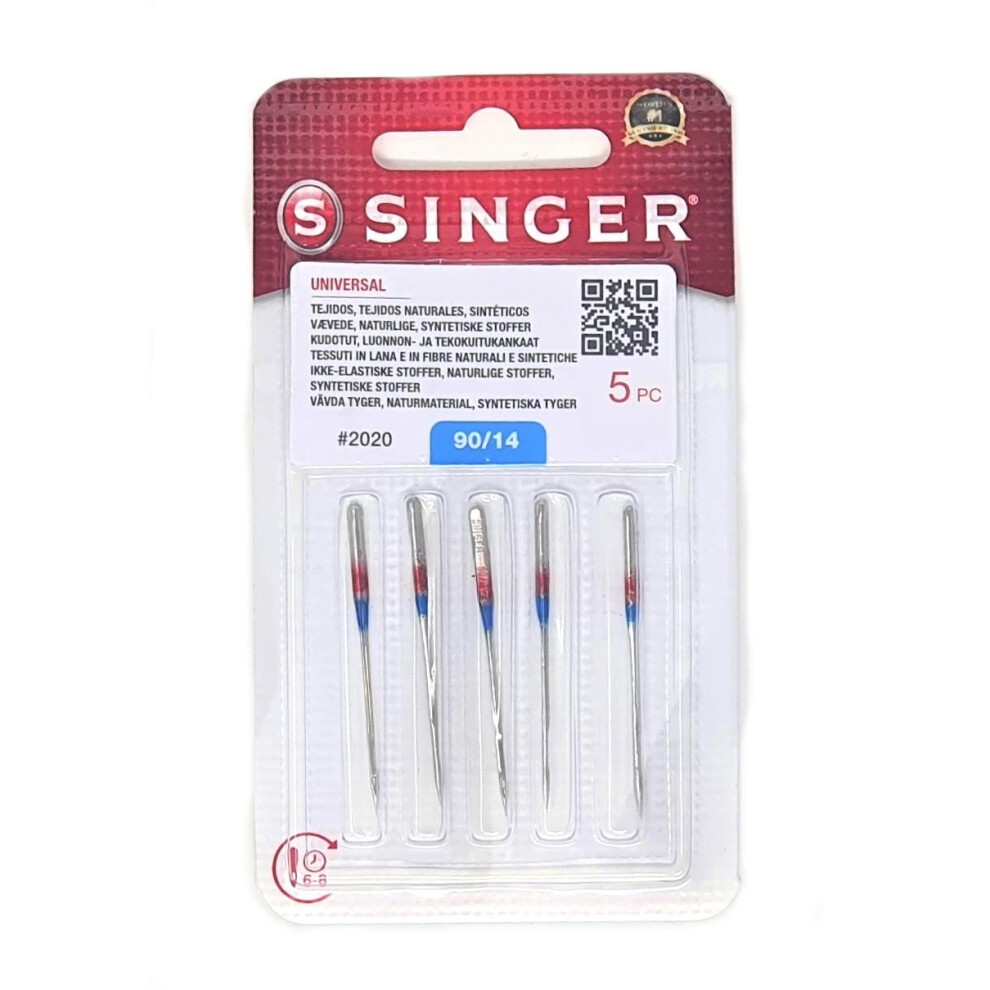 Singer 5 Original Sewing Machine Needles 2020 Size 90/14 Universal