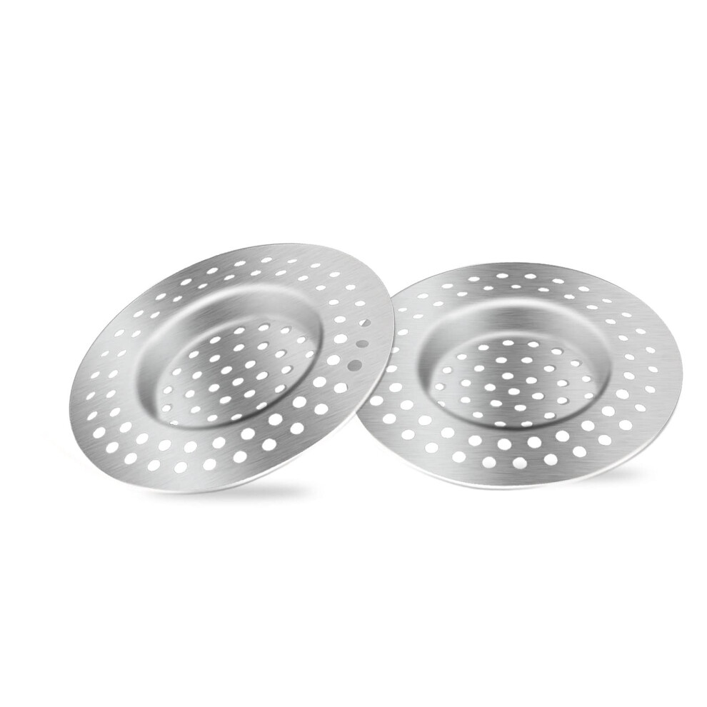 2Pcs Kitchen Bathroom Sink Strainer, Stainless Steel Drain Filter, Bath Drain Protector, Shower Drain Cover Hair Trap Catcher Stopper Plug, 2.95 5051225412203