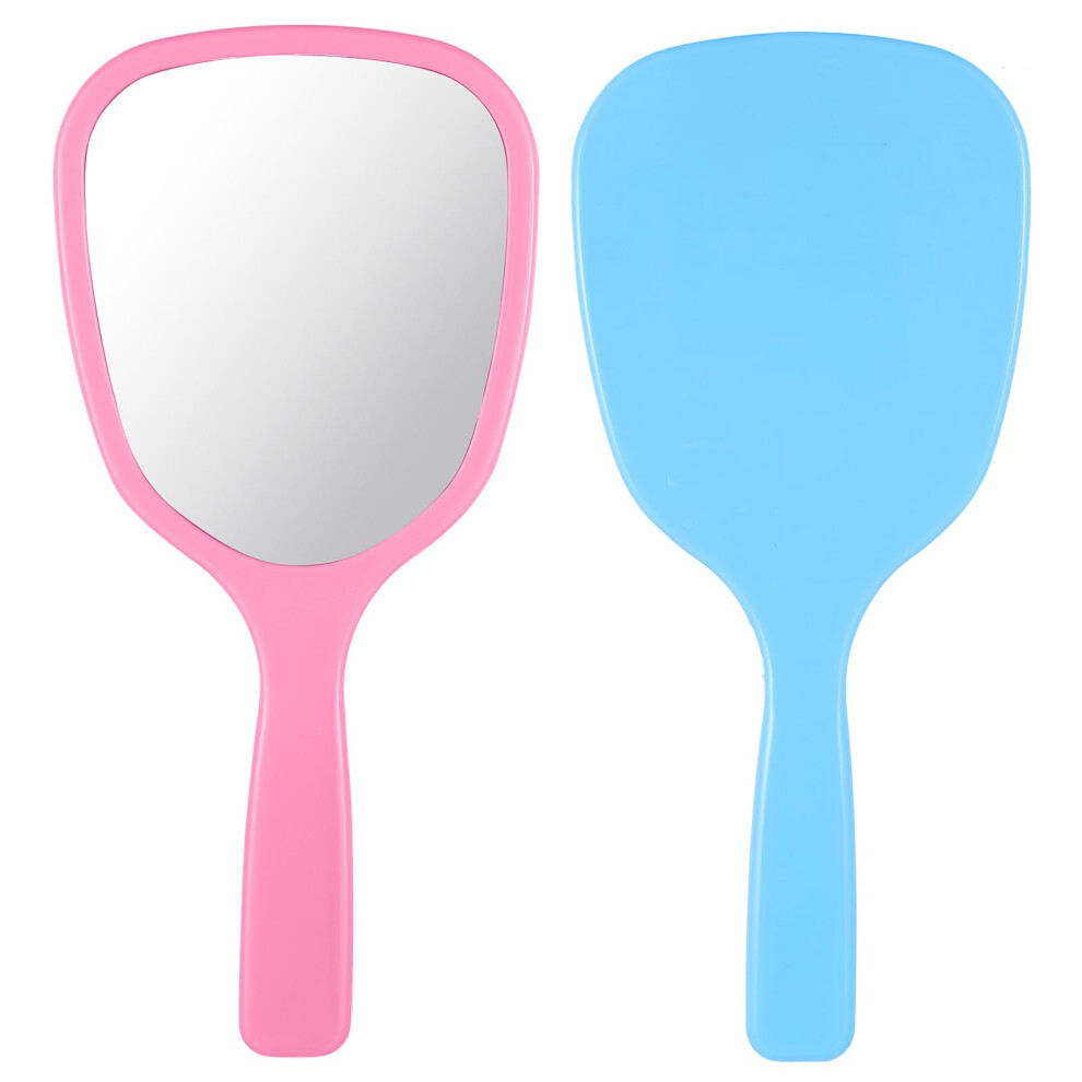 Wy Lighting Level 2 Pcs Small Handheld Mirror With Handle Compact Travel Makeup Mirror Portable Plastic Vanity Mirror Oval Shape Cosmetic Mirror For