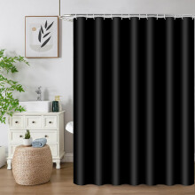 FSTIANXIA Shower Curtain for Bathroom,PEVA Fabric Curtain Bathroom Curtain with Grommets & Hooks,Washable Mould Proof Mildew Resistant (Black, 180 *