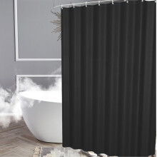 Shower Curtain for Bathroom, 100% Polyester Waterproof Mould Proof Resistant Fabric, 180 x 180cm PEVA Bathroom Curtains with Grommets & 12 Pcs Hooks,