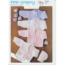 Peter Gregory Gosling & Snow Goose 4 Ply Knitting Pattern - Children's Woollen Cardigans & Bonnet (PG 7138)