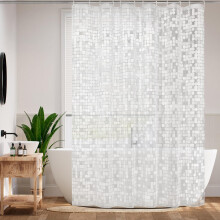 BANLMEYD Shower Curtain, 3d Geometry PEVA Bathroom Curtains Shower Curtains Mould Proof Resistant 180x180cm with Metal Grommets for Wet Rooms, Shower,