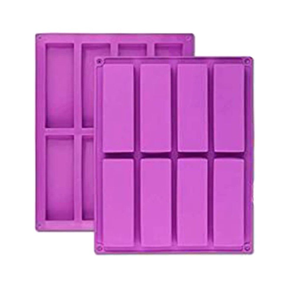 Breezo 2Pcs 8 Cavity Large Rectangle Granola Bar Silicone Moulds Nutrition/Cereal Bar Moulds Energy Bar Maker For Chocolate Truffles Bread Brownie Cornbread