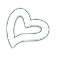 D?copatch Mache Funky Hollow Heart Symbol, 1.5x12x12 cm - White