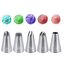 5 Pieces Piping Nozzles Kit Stainless Steel Large Piping Tips Cake Piping Nozzles Tips Nozzles for Decoration DIY Icing Tool for Cream Cupcake Cookie