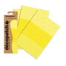 D?copatch - Ref C545O - Yellow Spots, Stripes and Gingham Paper Pack - Each Sheet 30 x 40cm, Pack of 3 Paper Sheets - Best Used With D?copach Glue &