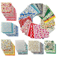 50 Cotton Fabric Squares for Sewing, Quilting, and DIY Crafts, 10 x 10 cm Precut Patchwork Fabric Bundles with Floral Patterns, Cotton Material for