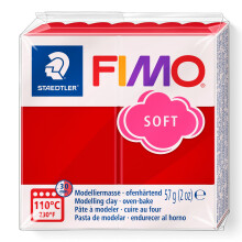 STAEDTLER 8020-2 P FIMO Soft Oven-Hardening Polymer Modelling Clay - Christmas Red (1 x 57g Block)