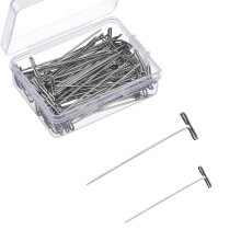 100pcs T-Pins,Stainless steel T-Pins,Wig T Pin,Stainless Steel Wig Pinswith a Plastic Box T Pinsfor Dressmaking,Blocking Knitting,Modelling and DIY