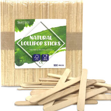 Smith?s? 100 Natural Lollipop Sticks | 114 x 10 x 2mm | Popsicle, Wooden Lollypop, Ice Lolly, Lollies | Food Safe, FSC Certified, FDA & CE Compliant |