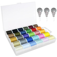 Sewing Threads Set, 30 Color Cotton Thread for Hand and Machine Sewing and Crafting - Includes Black and White Thread (45 m / 50 yds Each roll)
