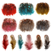 MWOOT 120Pcs Crafts Art Coloured Feathers, 6 Colors Mini Pheasant Feathers 4-8cm for DIY Earrings Jewelry Dreamcatcher Making Home Wedding Baby Shower
