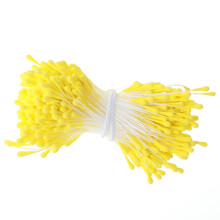 Tyqour 350 Pcs 3mm Yellow Flower Stamens for Flower Making, Pearl Double Heads Artificial Paper Stamens for Crafts DIY Bouquets Wedding Scrapbook