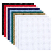 14 Count Cross Stitch Fabric, 10 Pcs Coloured Fabrics Cloth 15 x 15cm Reserve Cross Stitch Square Cloth Sheets for Embroidery