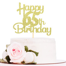 Sotpot Gold Glitter 65 Cake Topper 65th Birthday Cake Decorations for Birthday Party Anniversary Party Supplies
