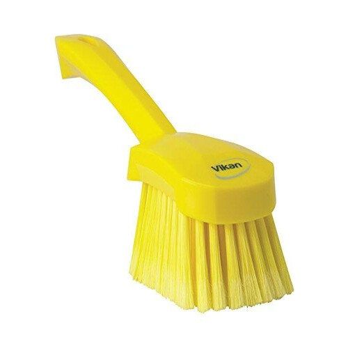 Vikan 41946 Soft/Split Bristles, Washing / Sweeping, Hand Brush, Short Handle, 270mm (Yellow)