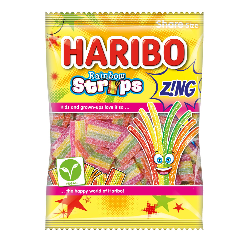 Haribo Rainbow Strips ? Sour And Fruity Gummy Sweets ? 130G Share Size