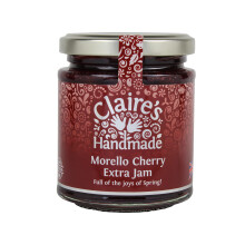 Claire's Handmade Morello Cherry Extra Jam - Award Winning Rich Cherry Flavour Traditionally Made Great Tart Filling Gluten-Free Non-GMO Suitable for