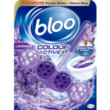 Bloo Colour Active Toilet Rim Block Lavender with Anti-Limescale, Cleaning Foam, Dirt Protection and Extra Freshness - 50g