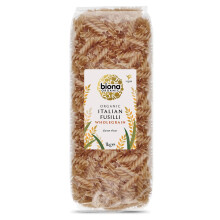 Biona Organic Wholegrain Fusilli 1kg, Pack of 1 - Made Using Fine Organic Durum Wheat - Bronza Extruded - Pair With Biona Pasta Sauces - Everyday