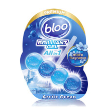 Bloo Brilliant Gel All in 1 Toilet Rim Block Cleaner, Arctic Ocean Fresh Scent, for All-Around Cleanliness, Long Lasting Freshness and Brilliant